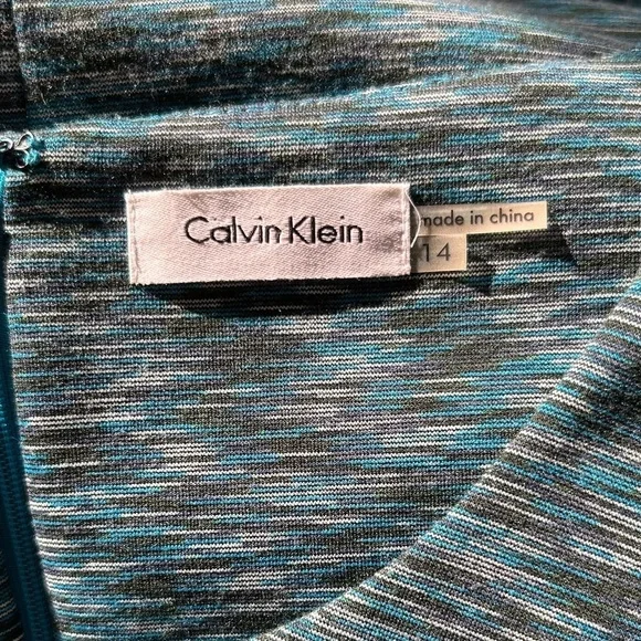 Calvin Klein Textured Teal Sleeveless Midi Dress size 14 - Picture 6 of 9
